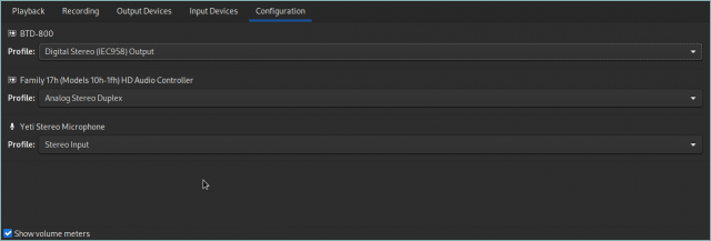 Pavu Control Configuration for Recording